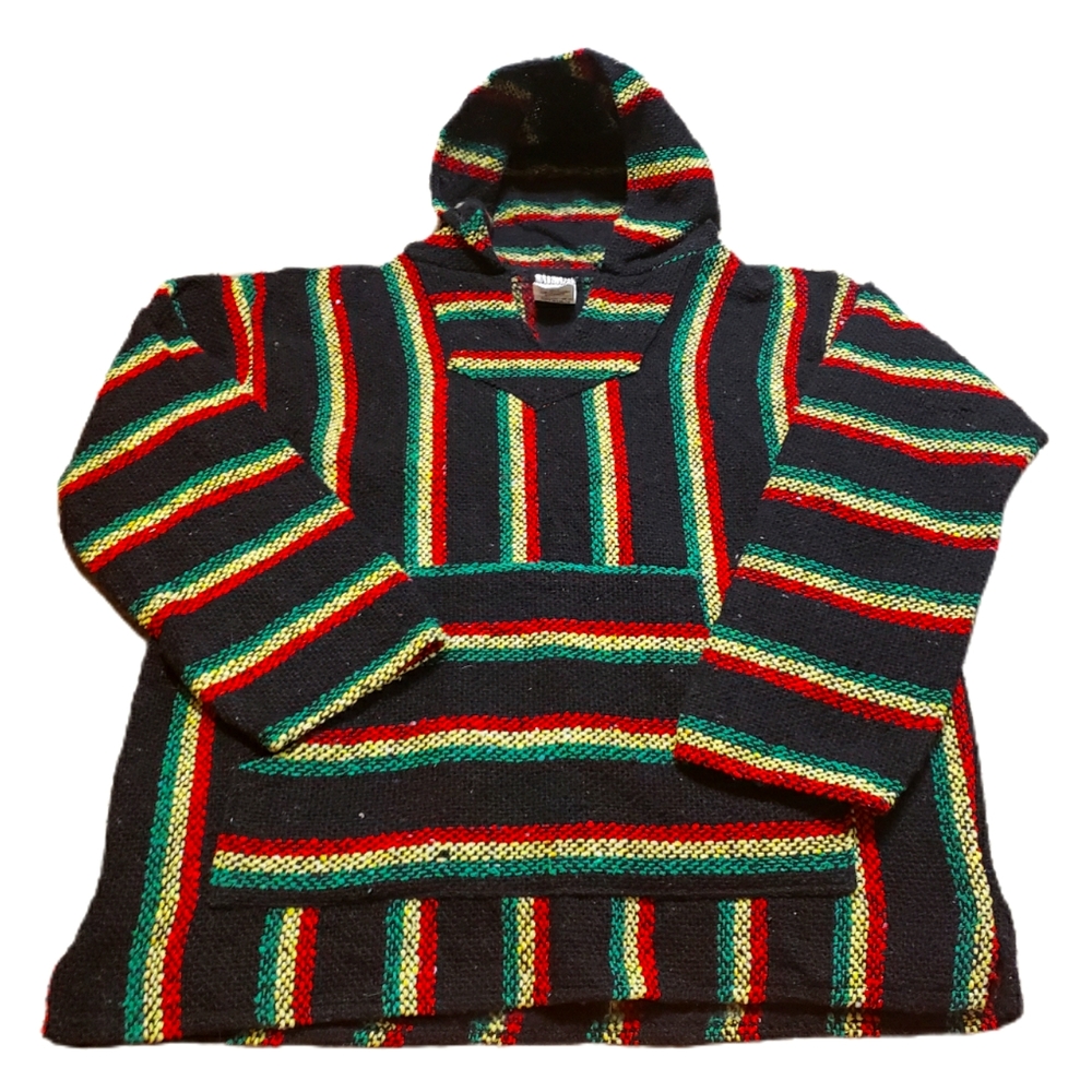 Vintage Mexican Baja Hoodie Jumper Festival Hippie Boho Hoody Sz Small